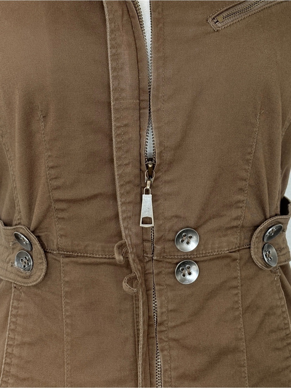 AMI Cyber Y2K Utility Vest Military Studded Techwear Ruffle Sleeve M - Picture 7 of 13